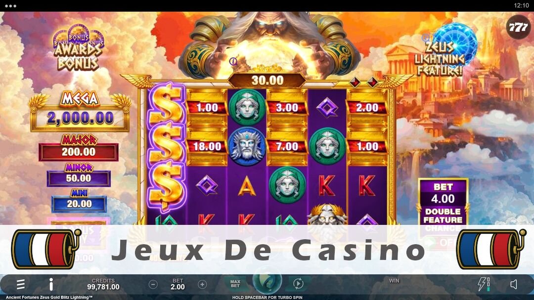 Démo de la machine à sous Ancient Fortunes Zeus Gold Blitz Lightning Slot