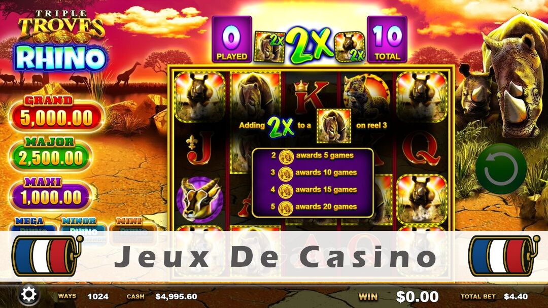 Démo de la machine à sous Triple Troves Rhino Slot